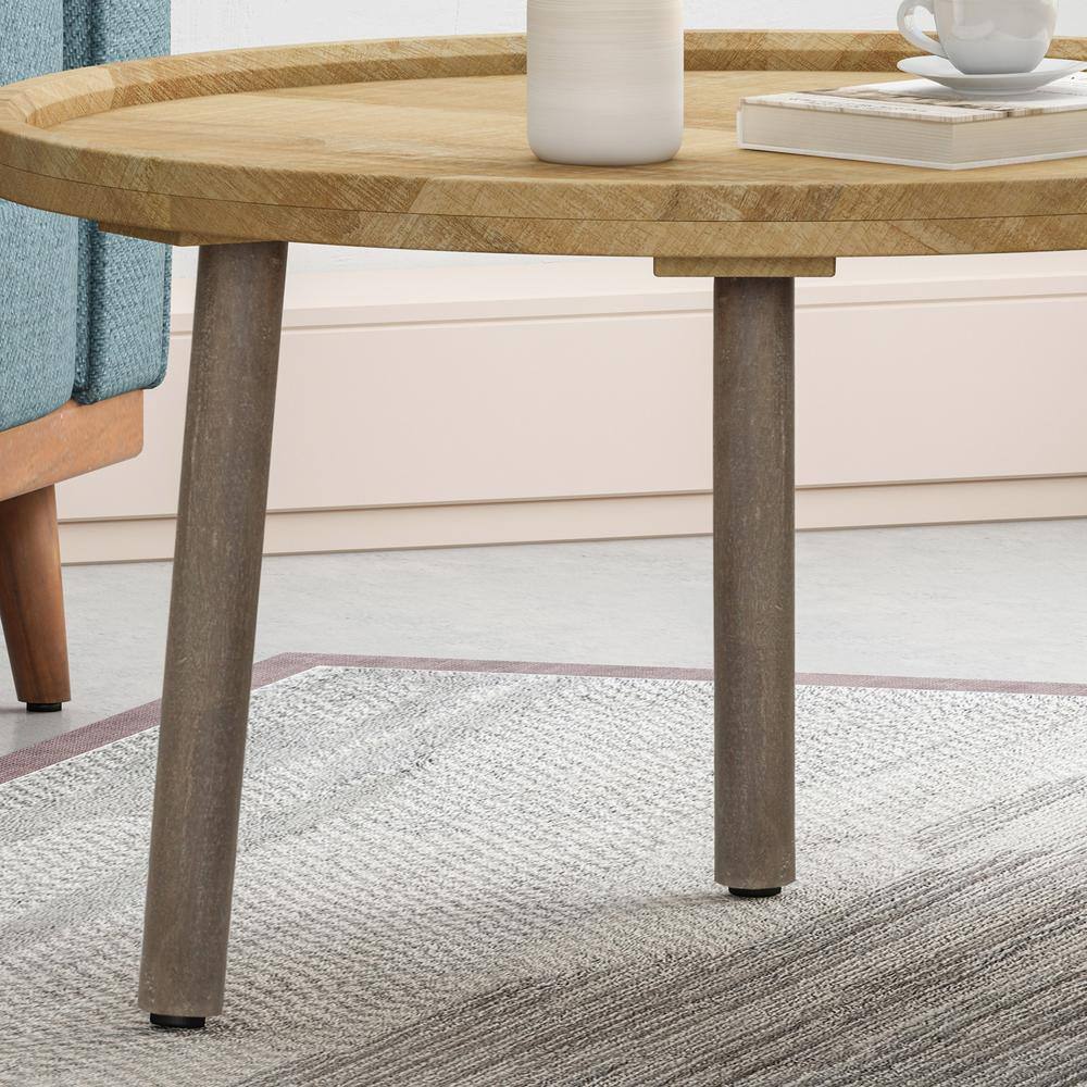 Camry Round Mango Wood Coffee Table with Dark Legs