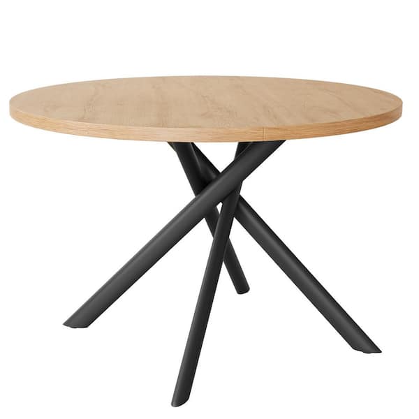 GOJANE Modern Gray MDF 45.3 in. Black Metal Legs Dining Table (Seats 4)