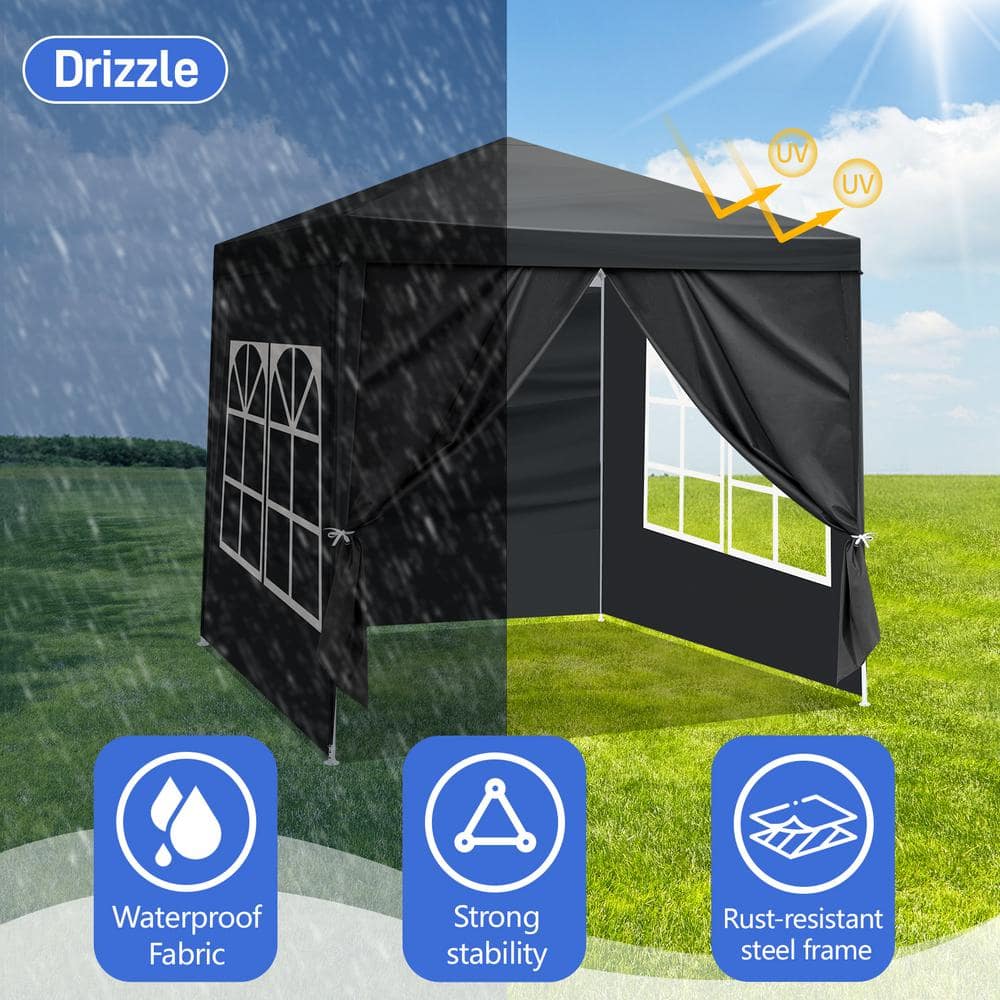 7' x 7' Dark Gray PE Fabric Party Tent with White Frame
