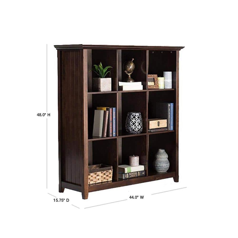 Brunette Brown Solid Wood 9-Cube Bookcase and Storage Unit