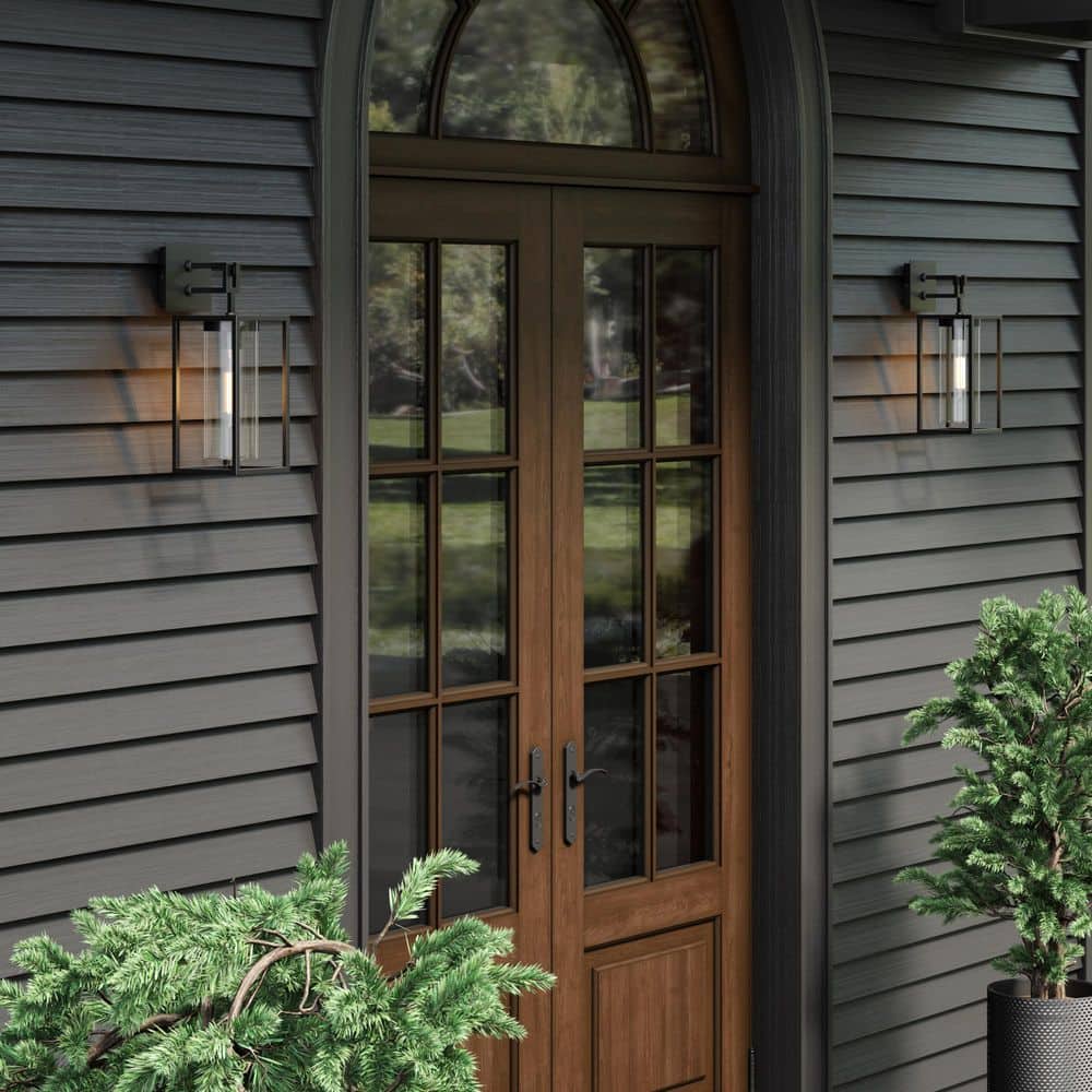 Sedona Classic Black Iron Outdoor Wall Sconce with Glass Shade