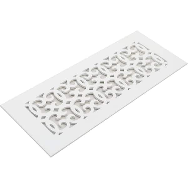 Reggio Registers Versailles Series 12 in. x 6 in. White Steel Vent Cover Grille for Home Floors Without Mounting Holes
