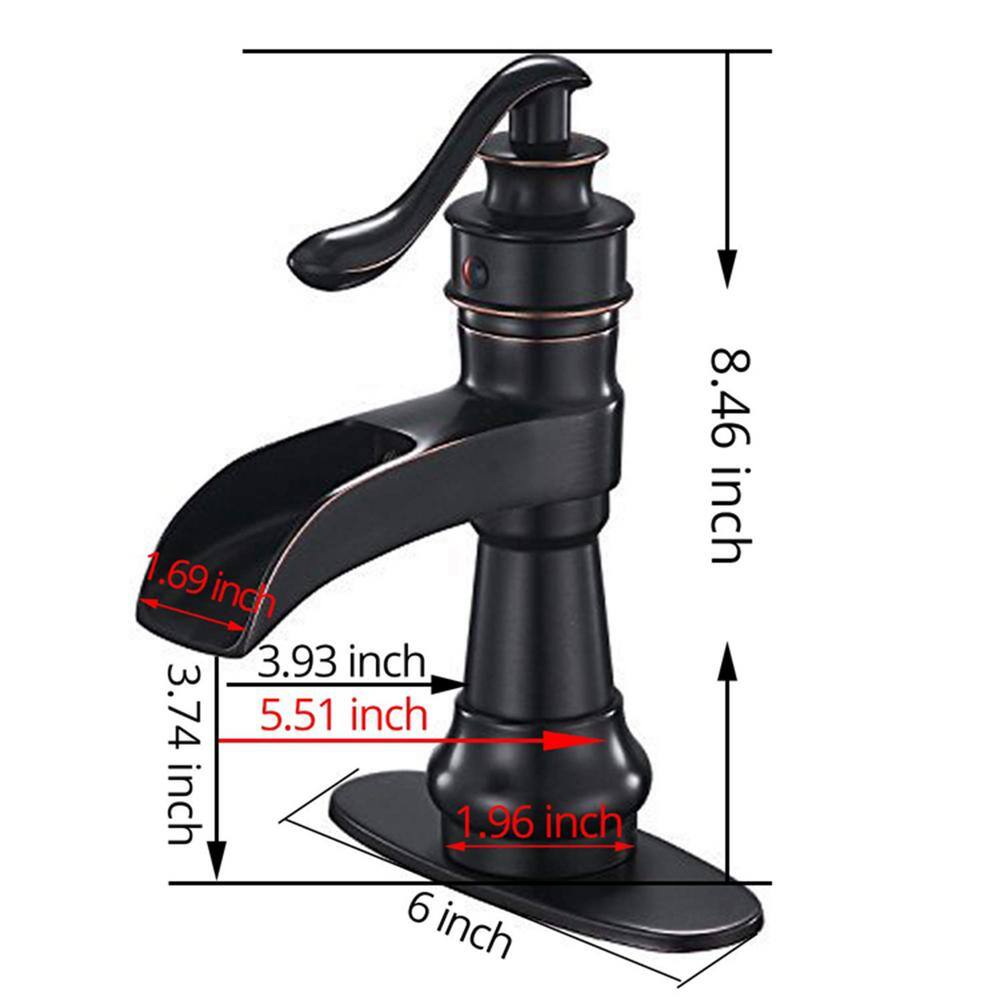 Oil Rubbed Bronze Single Handle Waterfall Bathroom Faucet with Drain Kit