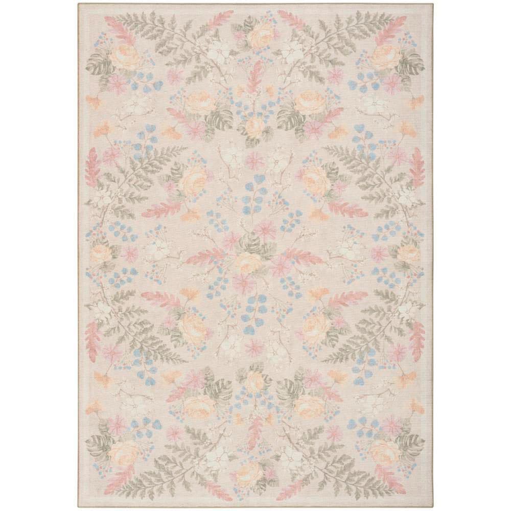 Botanical Washables Beige Multicolor 8 ft. x 10 ft. Floral Contemporary Area Rug price history on PriceWatchPro