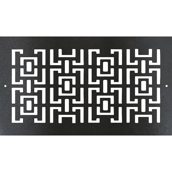 Metal Screw-In Floor Register. Duct Opening 4x12 (Overall 6x14) - Oriental Design