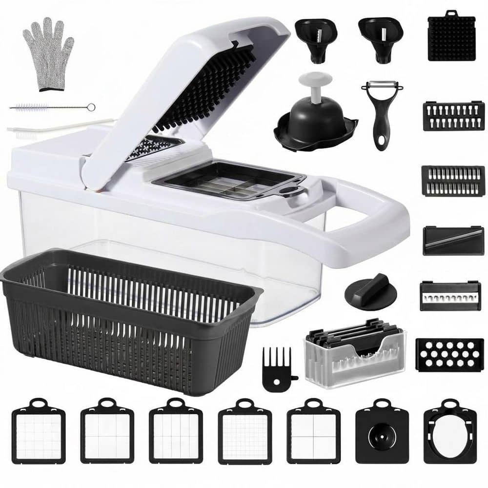 Multifunctional Food Grade Vegetable Chopper Mandoline Slicer with Container, Salad Spinner, 26 in 1 Set price history on PriceWatchPro