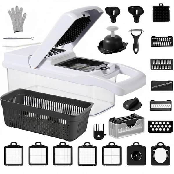 Multifunctional Food Grade Vegetable Chopper Mandoline Slicer with Container, Salad Spinner, 26 in 1 Set