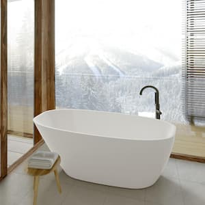 59 in. x 30 in. Acrylic Freestanding Bathtub Single Slipper Soaking Bathtub in Gloss White