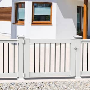36 in. to 48 in. Traditional White Poly-Composite Rail Gate Kit with Metal Balusters