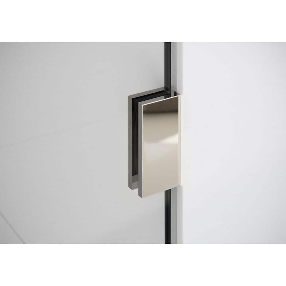 Venus 34 in. x 86.75 in. Frameless Arched Glass Shower Panel with Polished Nickel Hardware