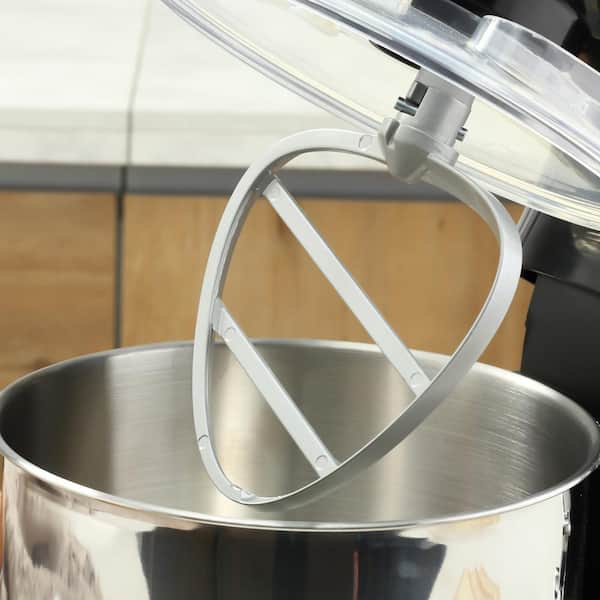 HOMCOM 6 qt. 6-Speed Silver Stainless Steel Stand Mixer with Dough