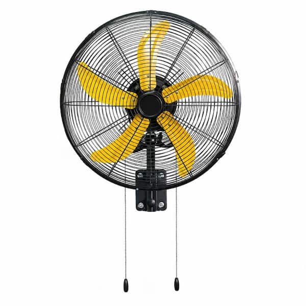 HICFM 20 in. 3 Speeds High Velocity Oscillating Wall Mounted Fan in Yellow with 1/3 HP Powerful Motor, 4800 CFM