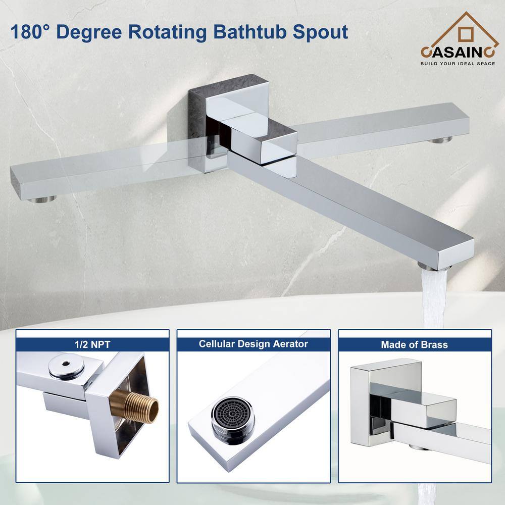 Chrome Dual Square Rainfall Shower Head with Handheld