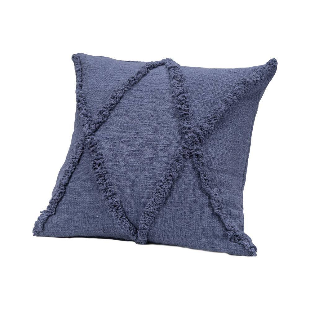 Denim Blue Cotton Geometric Throw Pillows, 18" x 18", Set of 2
