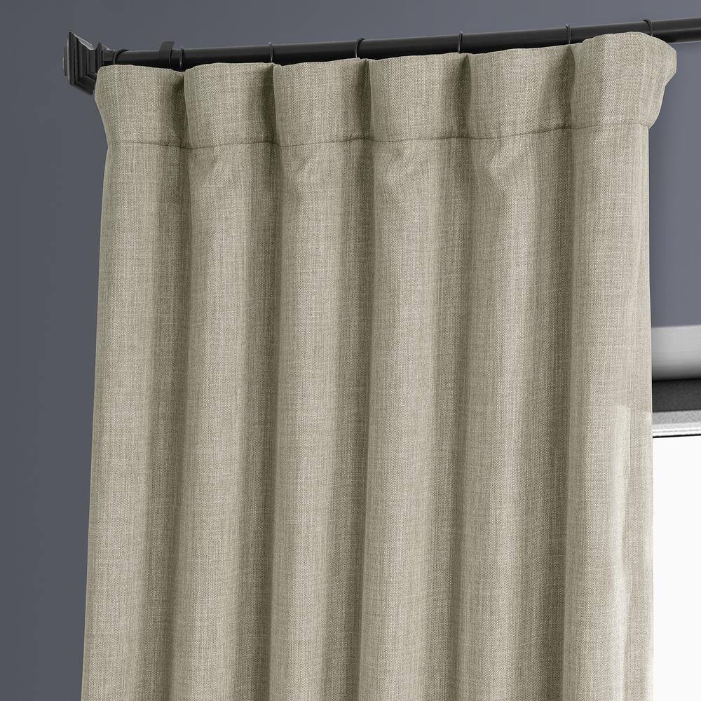 Oatmeal Faux Linen Room Darkening Drape Panel, 50W X 96L