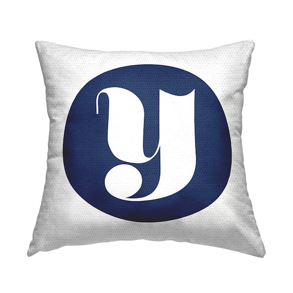 Stupell Industries Blue Circle Letter Y Square Outdoor Throw Pillow