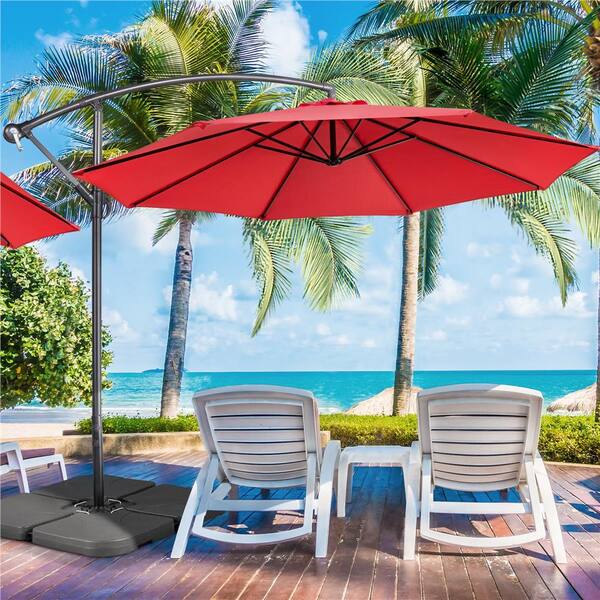 4 piece patio umbrella base Best Choice Products 4-Piece Cantilever Offset Stand Square Plate Set w/ Easy-Fill Spouts Enhance Your Patio Setup Yaheetech 200lbs 4-Piece Offset Cantilever