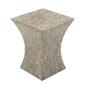 15 in. Multi Colored Handmade Hourglass Shaped Medium Square Wood End Accent Table