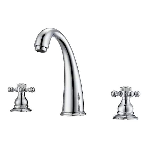 Barclay Products Maddox 8 in. Widespread 2-Handle Metal Cross with Porcelain Buttons Bathroom Faucet in Polished Chrome