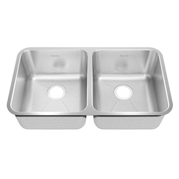 American Standard Prevoir Brushed Undermount Stainless Steel 32.875 in. 0-Hole Bowl Double Bowl Kitchen Sink Kit