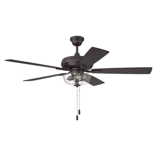 52 in. Classic Bronze Finish Classic Bronze/Walnut Blades Angled Mount Standard Ceiling Fan w/ LED Bulbs Included