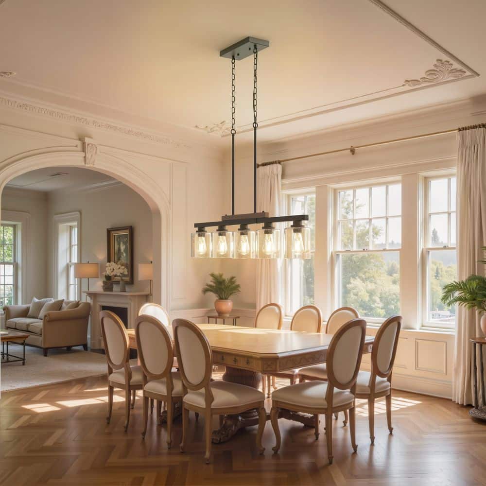5-Light Black Cylinder Pendant Light Fixtures with Clear Glass Shades for Dining Room Kitchen Island Dimmable price history on PriceWatchPro