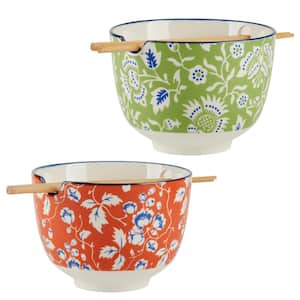 Panache 24.92 fl. oz. Multi-Colored Porcelain Ramen Soup Bowls (Set of 2)