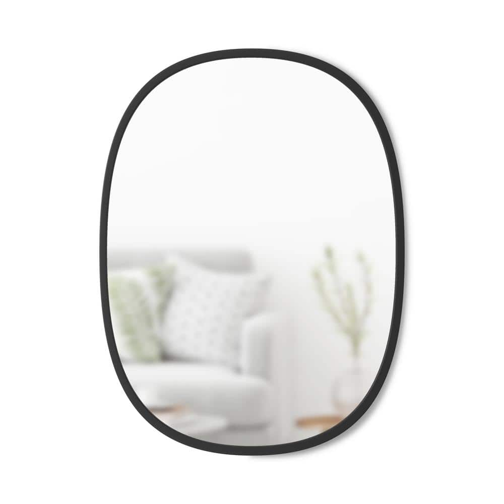 Hub 24 in. H x 18 in. W Modern Oval Framed Black Mirror