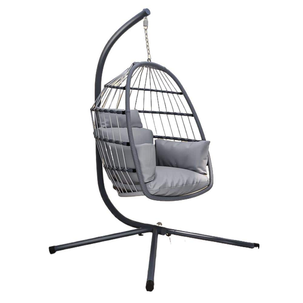 Patio Egg Chair Metal Foldable Hanging Swing Chair Porch Swing with ...