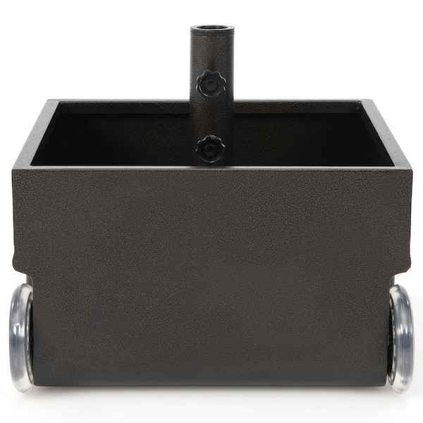 LIVIZA 17.5 in. Square Steel Patio Umbrella Base in Black with Wheels