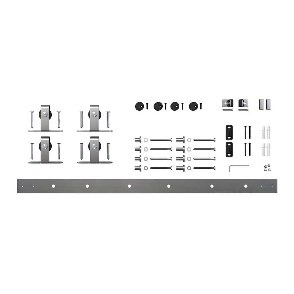 5 ft. Stainless Steel Mini Sliding Rolling Barn Door Hardware Kit for Double Furniture Wood Doors price history on PriceWatchPro
