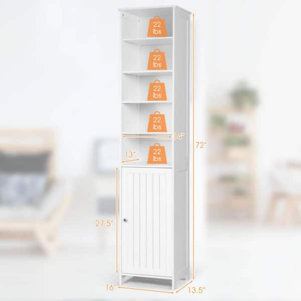 Merax Tall Bathroom Storage Cabinet, Slim Linen Tower with 3 Drawers and  Door, Adjustable Shelves, White