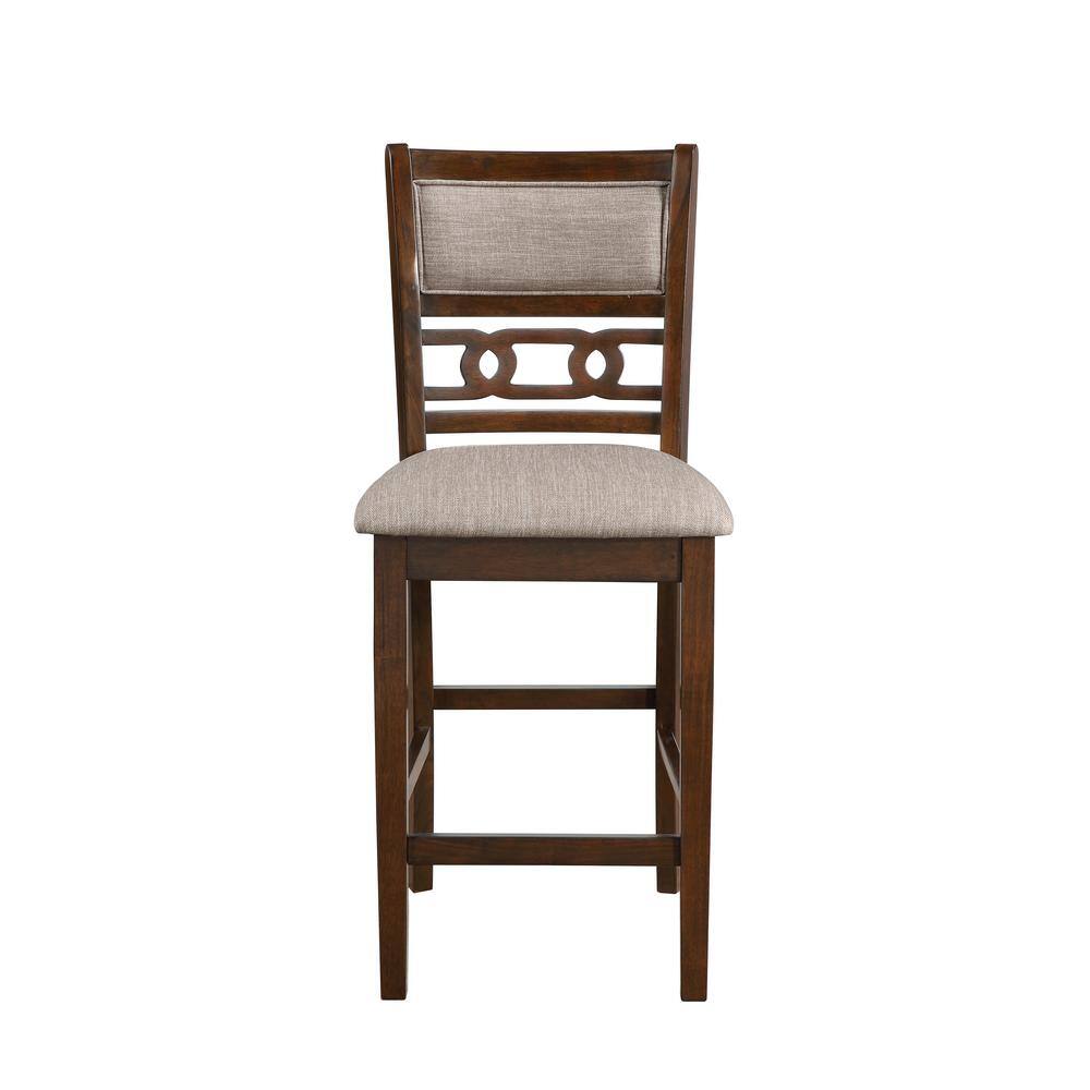 Gia Cherry 3 Piece 30" Counter Height Dining Set with Light Brown Cushions