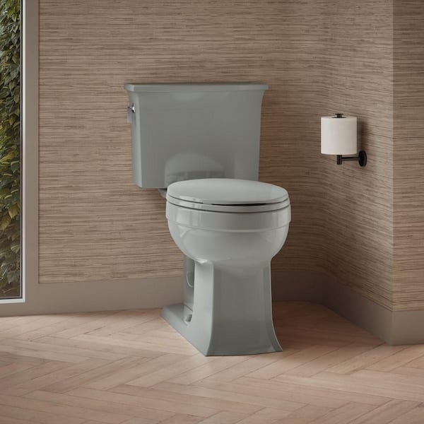 Archer 12 in. Rough In 2-Piece 1.28 GPF Single Flush Elongated Toilet in Ice Grey Seat Not Included