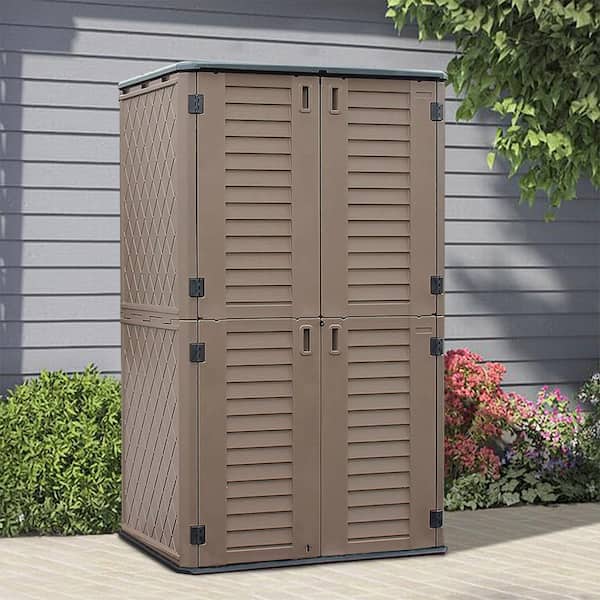 WELLFOR 50 in. W x 29 in. D x 82 in. H Coffee HDPE Outdoor Storage