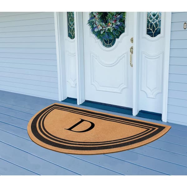 A1HC Natural Coir Flock Beige 30 in. x 60 in. Coir & PVC Durable Door Mat for Outdoor Entrance Monogrammed D Door Mat