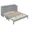 Harper & Bright Designs Gray Wood Frame Queen Size Murphy Bed Modern Rattan Decorative Surface with Large Drawer, USB Charging Port QMY374AAE-Q