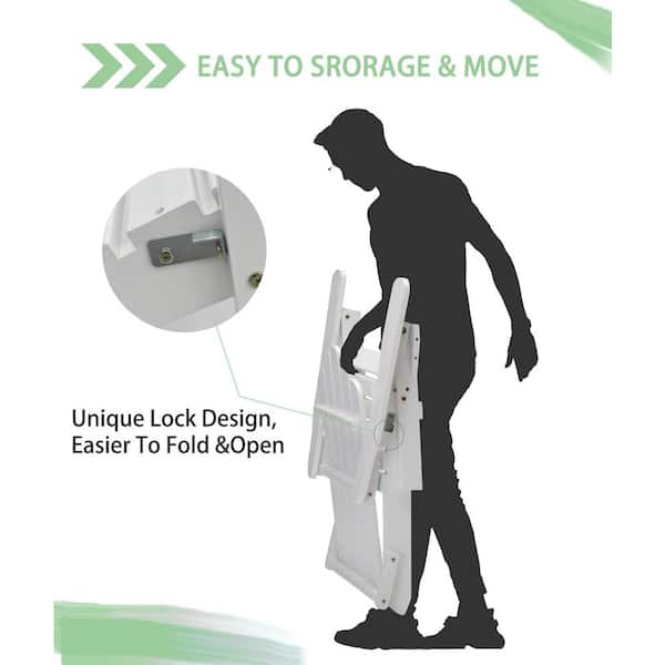 DJL White Folding Wood Adirondack Chair, Outdoor Fire Pit Chair