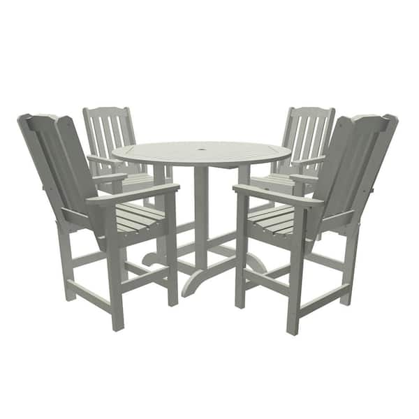 Unbranded Springville 5-Pieces Round Recycled Plastic Outdoor Counter Dining Set