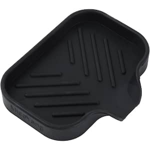 2pc 4.9 in. Silicone Bathroom Soap Dishes with Drain and Kitchen Sink Organizer Sponge Holder, Dish Soap Tray Black