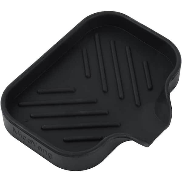 Aoibox 2pc 4.9 in. Silicone Bathroom Soap Dishes with Drain and Kitchen Sink Organizer Sponge Holder, Dish Soap Tray Black