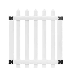 Glendale 3.5 ft. W x 4 ft. H White Vinyl Spaced Picket Fence Gate with 3 in. Pointed Pickets