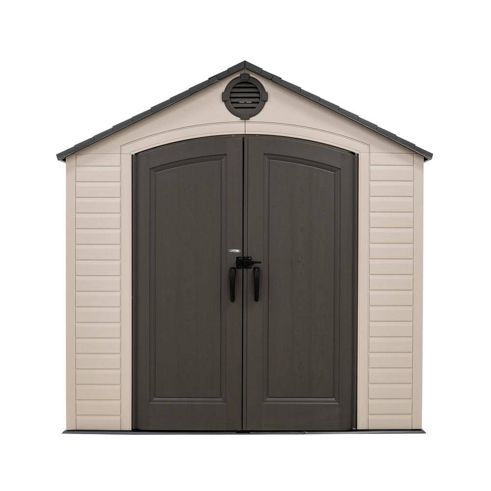 Lifetime 8' x 7.5' Outdoor Storage Shed Desert Sand: HDPE Construction, Weather-Resistant, 10-Year Warranty