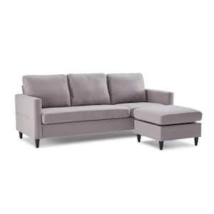 82.6 in. W Square Arm Fabric L Shaped Modern Textured Sofa in Gray