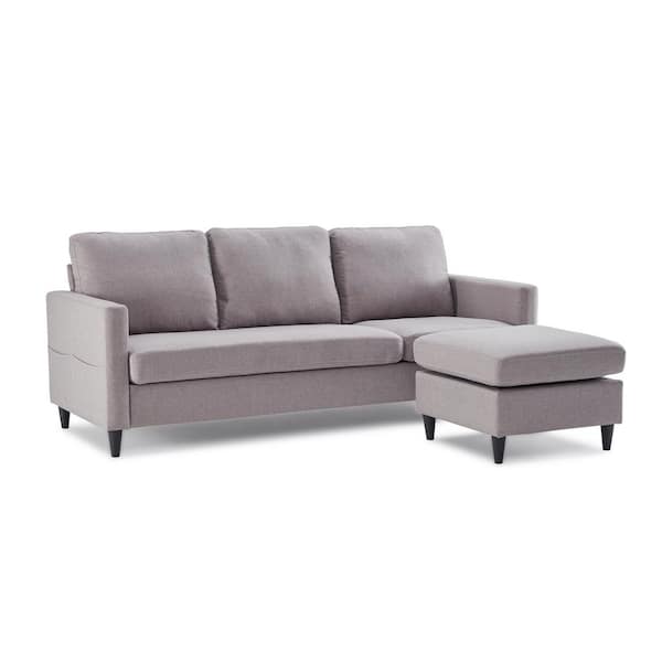 Unbranded 82.6 in. W Square Arm Fabric L Shaped Modern Textured Sofa in Gray