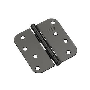 4 in. x 4 in. Black Full Mortise Butt Hinge with Removable Pin (2-Pack)