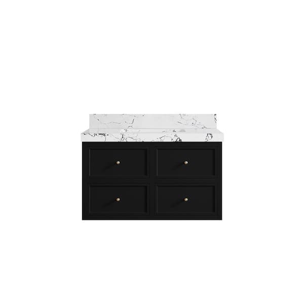 Willow Collections Roswell 36 in. Single Sink Freestanding Black Bath Vanity with Viola Night Qt. Top Unassembled