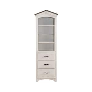 78 in. Weathered White/Washed Gray Wood 4-shelf Standard Bookcase with Drawers
