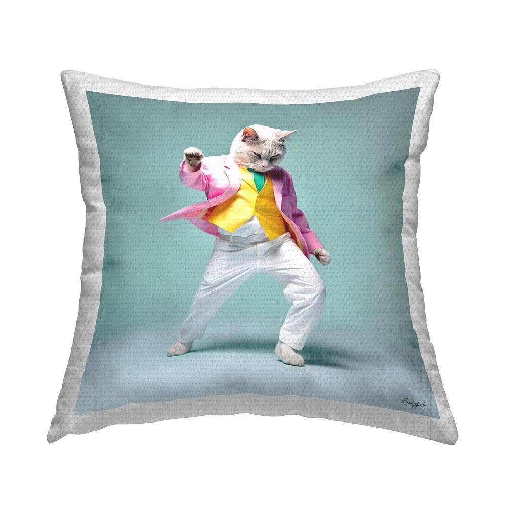 Trendy Cat Dancing Blue Square Outdoor Throw Pillow price history on PriceWatchPro