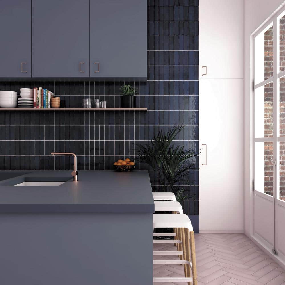 Apollo Dark Blue 2.5x8 Polished Ceramic Subway Tile